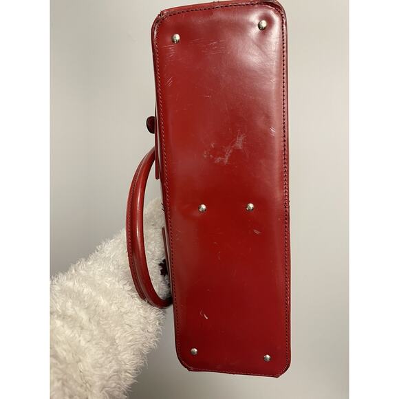 NORDSTROM Red Leather Shoulder Purse Bag Made In Italy - Picture 6 of 6